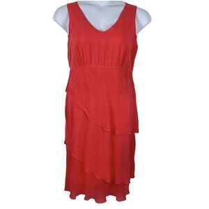 Vintage Size Medium Dress Click Color Me Cotton Sleeveless V Neck Pink Layered